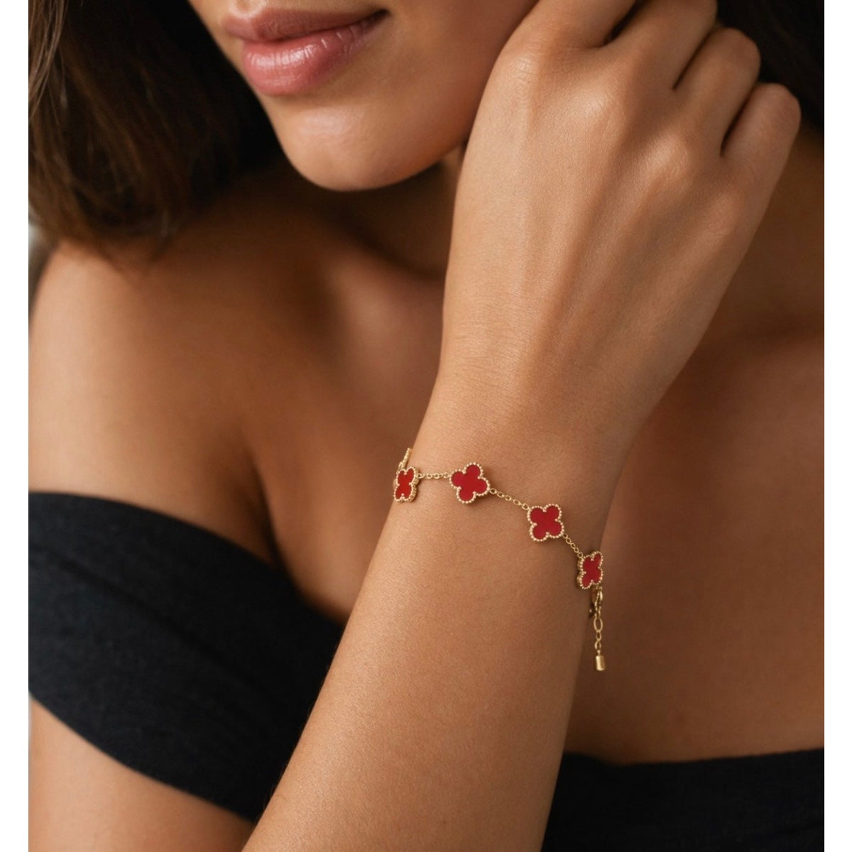 Red Clover Leaf Bracelet