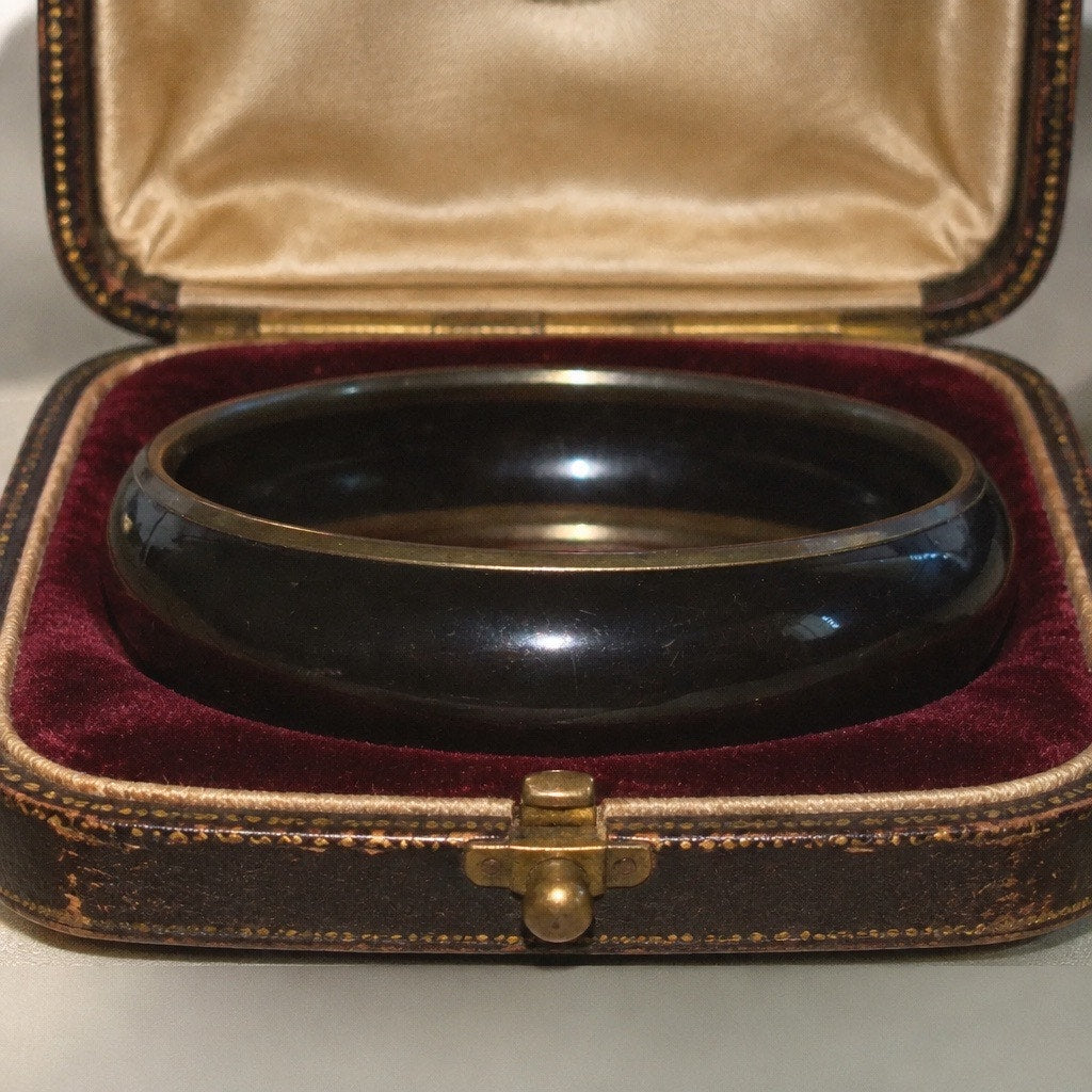 Vintage 1980 s Glossy Black  Bangle Bracelet