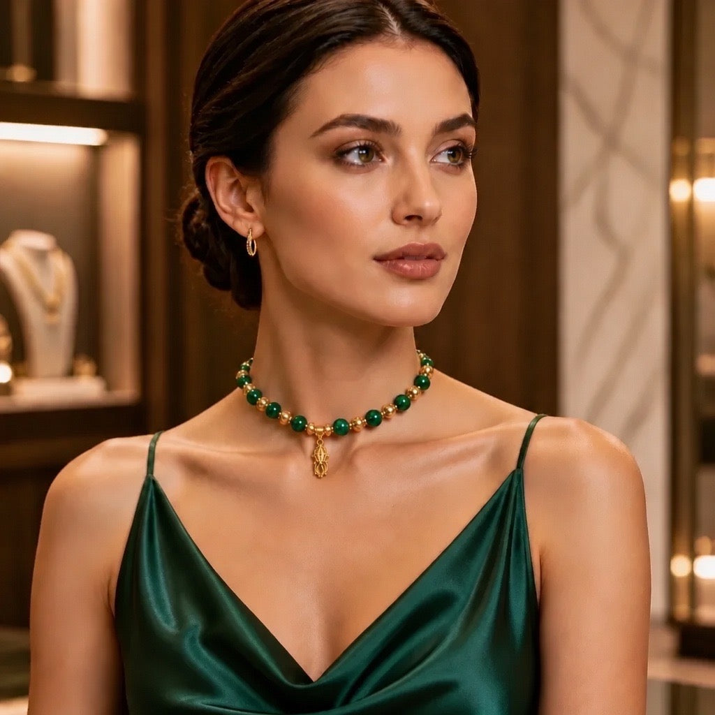 The "Verdant Current" Malachite Choker