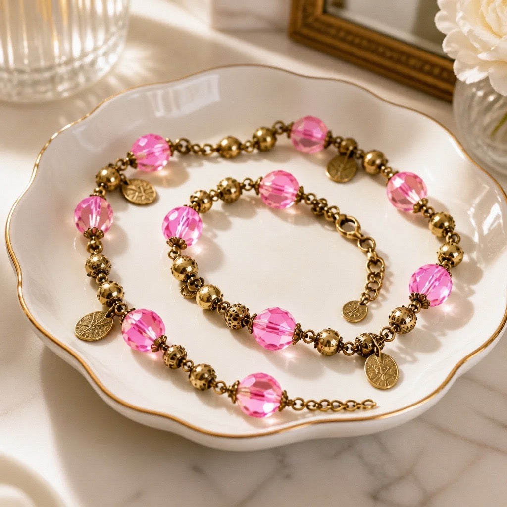 The Versailles Blush Coin Necklace – Vintage French Revival Statement Multi-Strand
