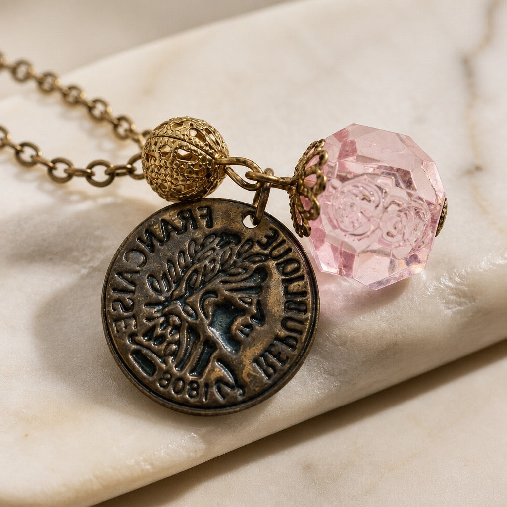 The Versailles Blush Coin Necklace – Vintage French Revival Statement Multi-Strand