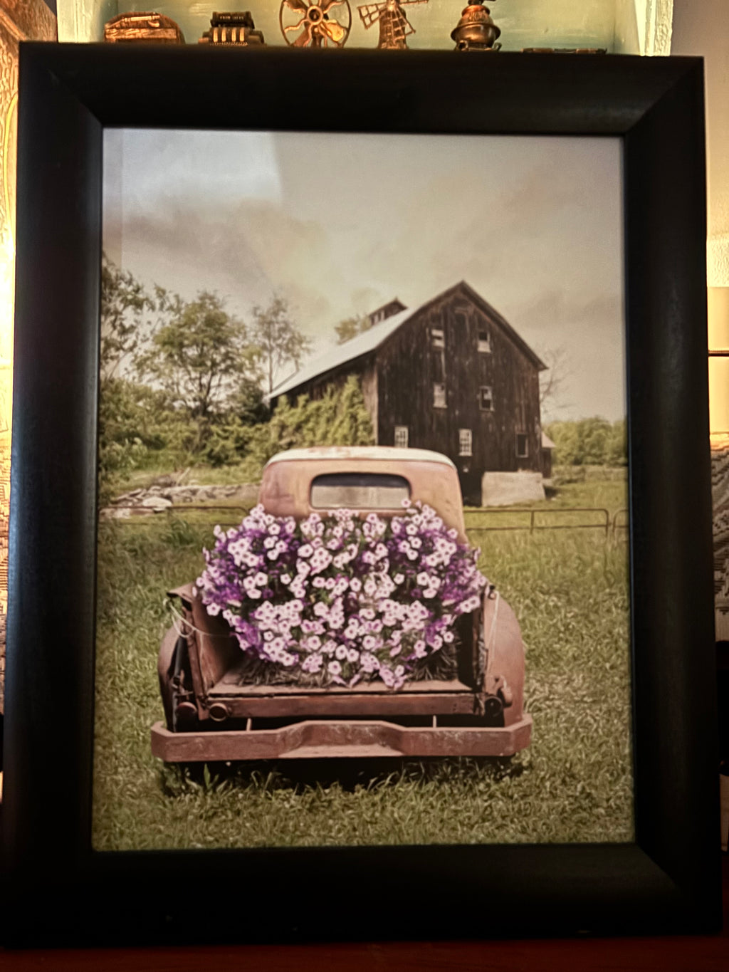 Lori Deiter "Petunia Truck" Framed Farmhouse Wall Art 27x19 Made in USA