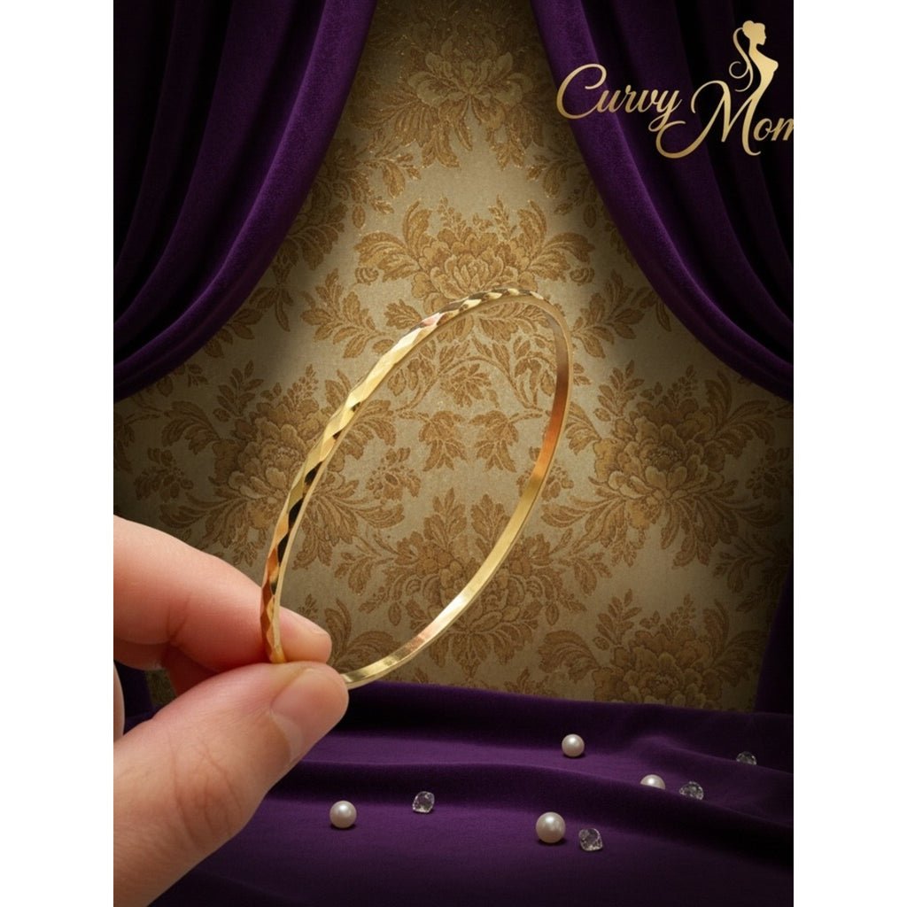 Vintage Classic Faceted Gold-plated Women’s Bangle Bracelet