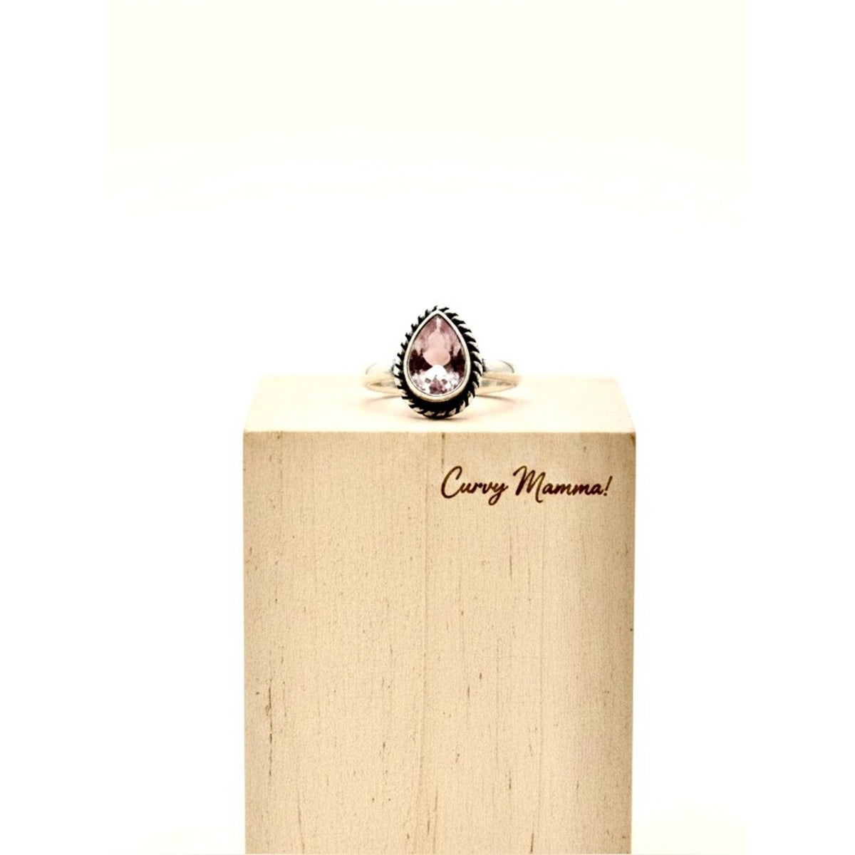 925 Sterling Silver Teardrop Rose Quartz Ring