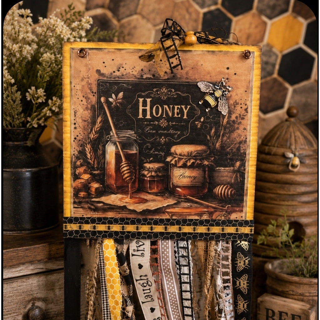 Rustic Honey Bee Farmhouse Wall Hanging | Handmade Kitchen & Entryway Décor