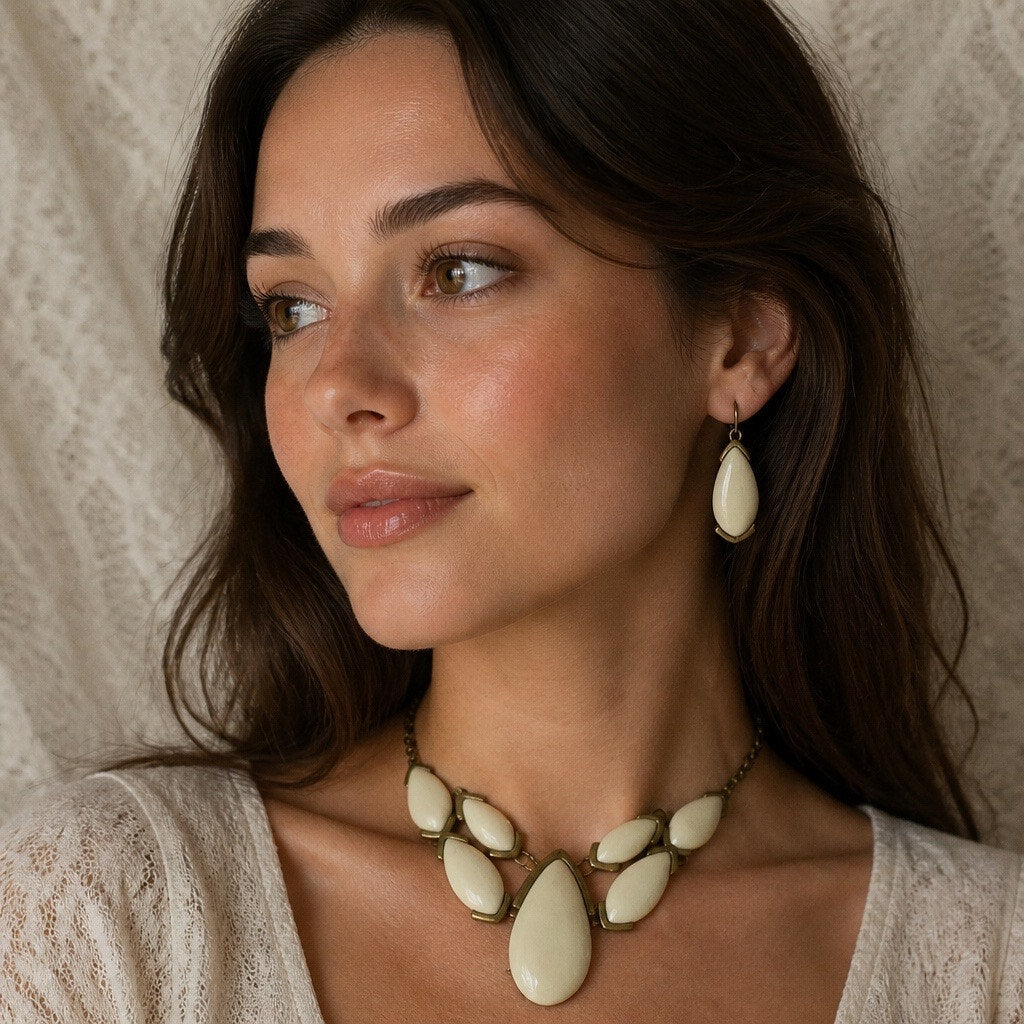 Vintage Premier Designs "Blanca" Statement Necklace & Curated Earring Lot