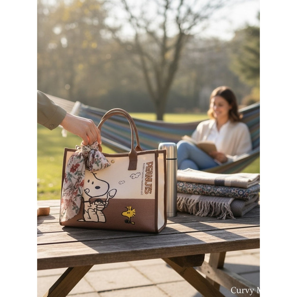 Canvas Tote with Snoopy & Woodstock