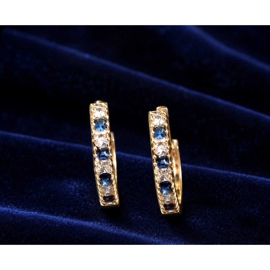 Sapphire Huggie Hoop Earrings