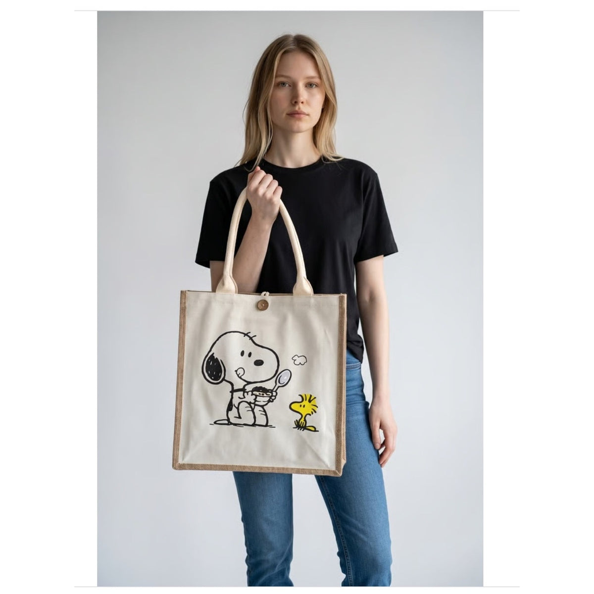 Canvas Snoopy & Woodstock Tote Bag - Cream excellent quality