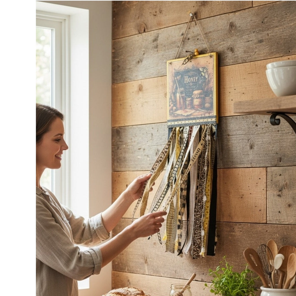 Rustic Honey Bee Farmhouse Wall Hanging | Handmade Kitchen & Entryway Décor