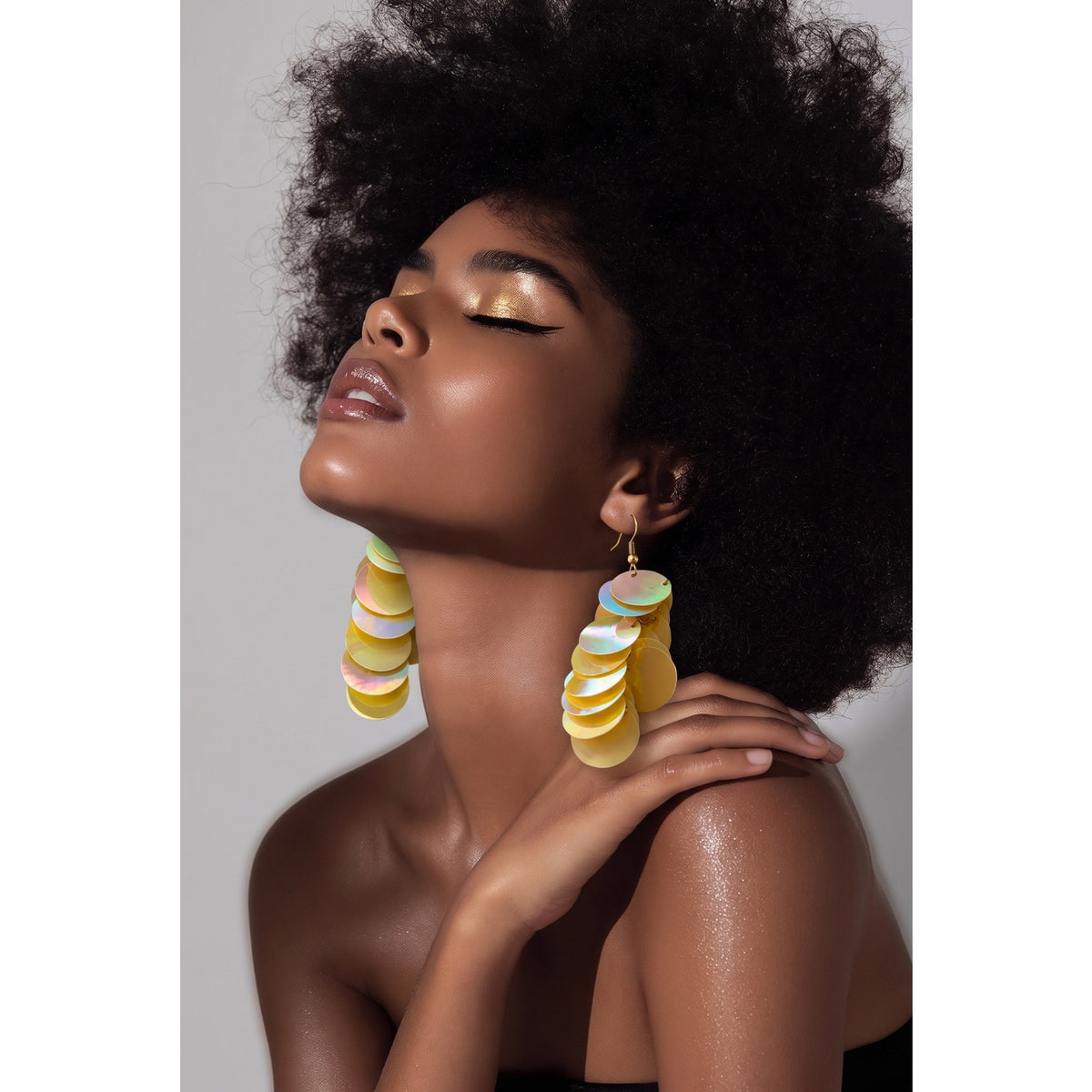 "Golden Aurora" Iridescent Paillette Cascade Earrings
