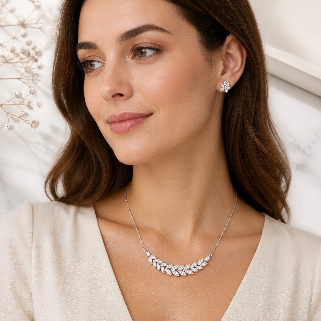 The Juliet Set – Sparkling Marquise Crystal Vine Choker & Butterfly Studs