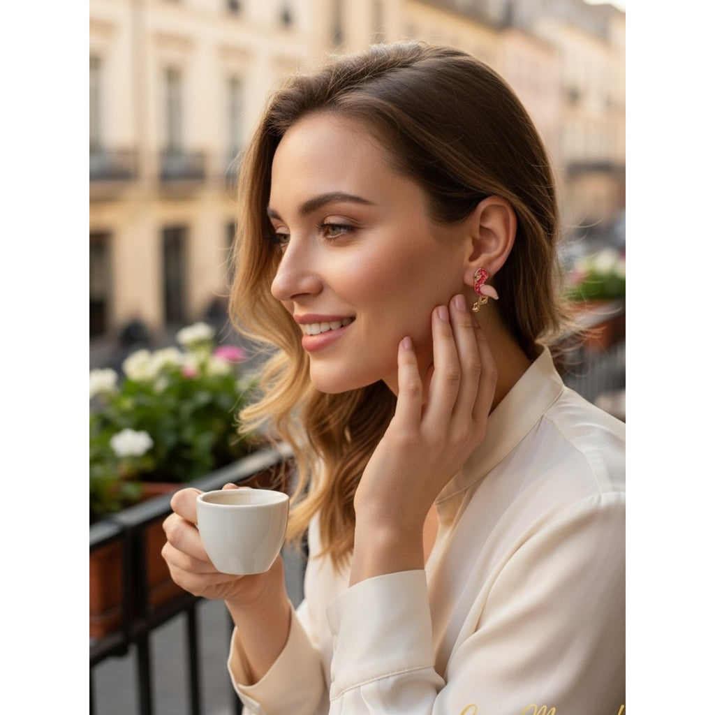 Flamingo Enamel Stud Earrings