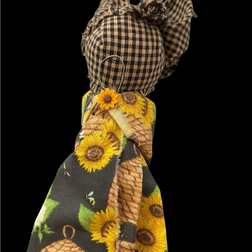 Handcrafted Primitive Sunflower Bee Welcome Y'all Doll
