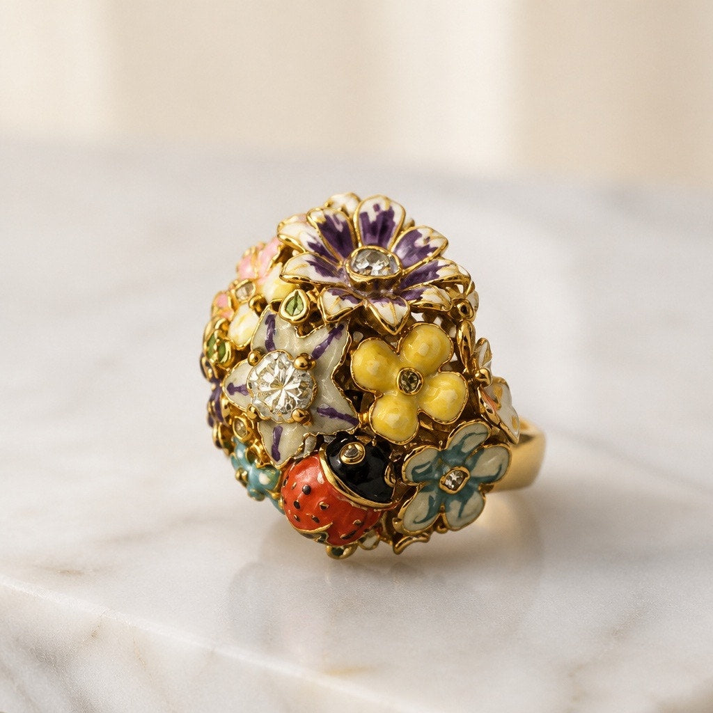 Vintage 1960’s in the style of Kenneth Jay Lane “Garden Party"  Ring