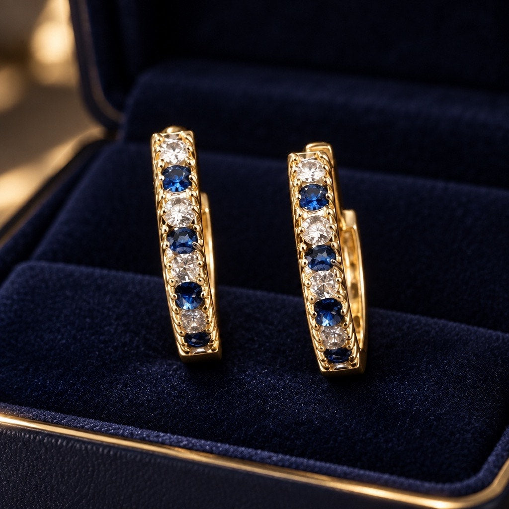 Sapphire Huggie Hoop Earrings