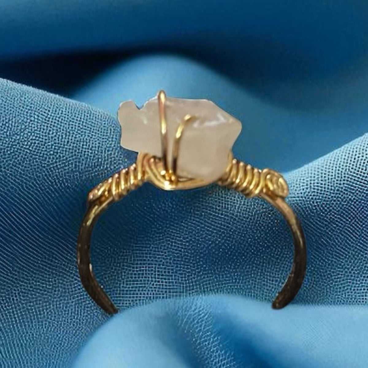 Raw Clear Quartz Wire Wrapped Ring – Handmade Boho