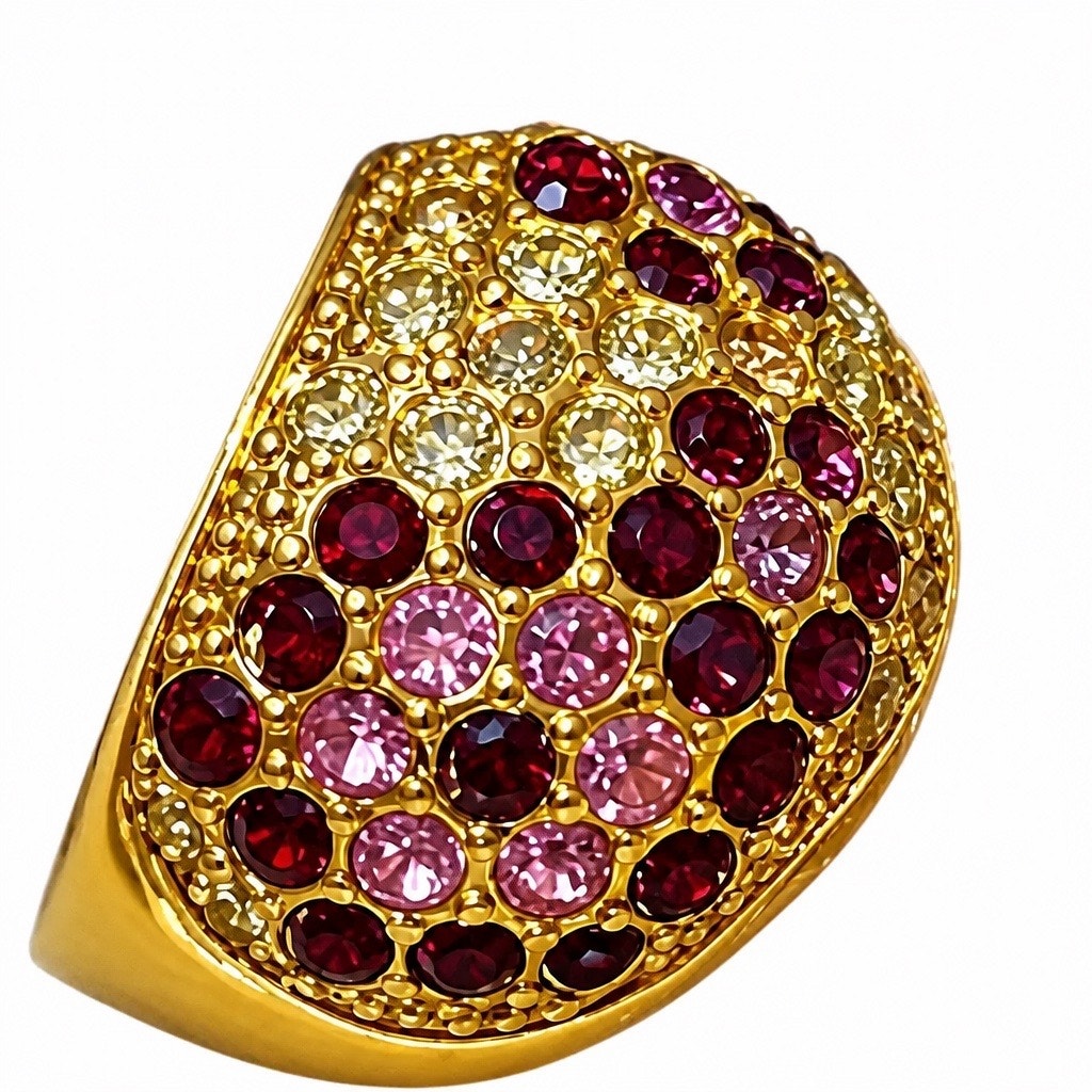 Vintage JGT Gold Pavé Ombré Dome Ring - Sz 6