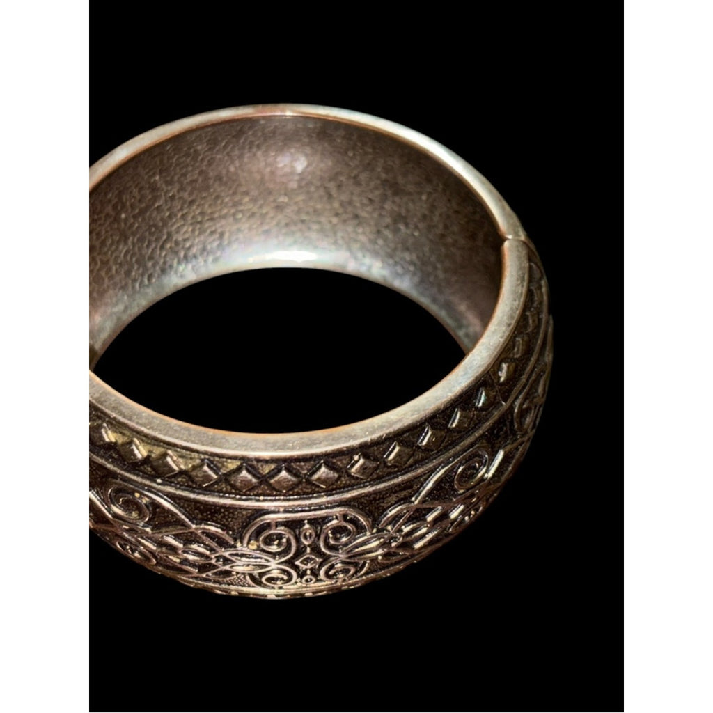 Vintage Engraved Cuff Bracelet - Antique Finish
