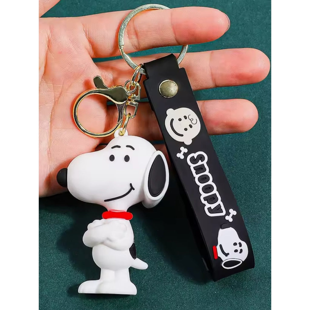 Snoopy Silicone Keychain with Black Strap