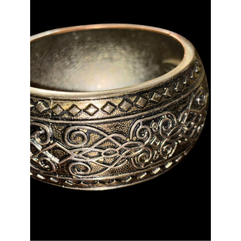 Vintage Engraved Cuff Bracelet - Antique Finish