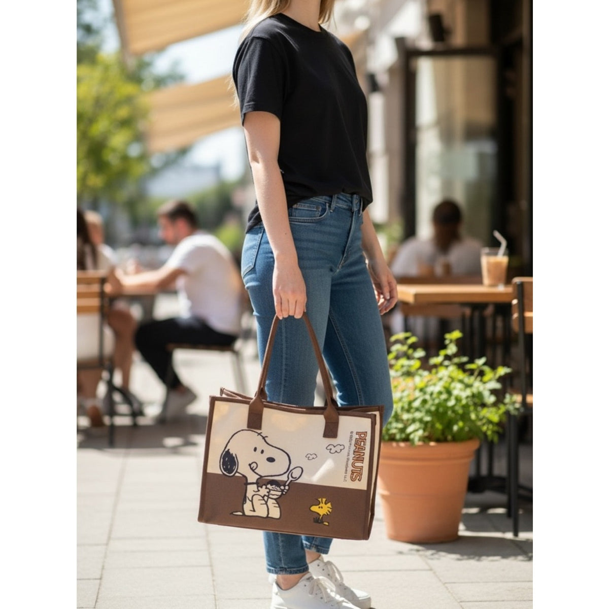 Canvas Tote with Snoopy & Woodstock