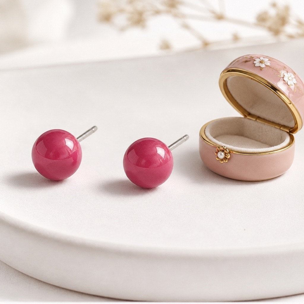 Pink Stud Earrings