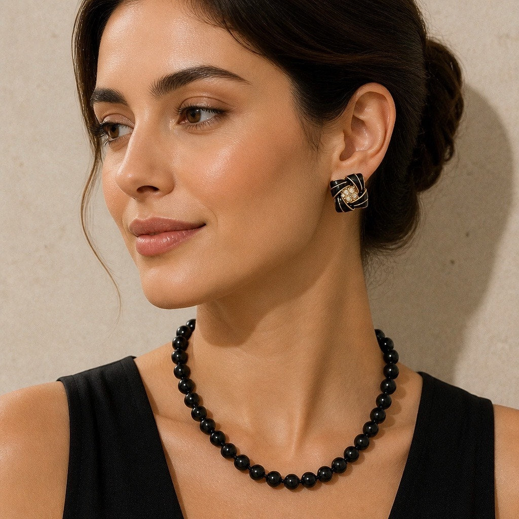 Onyx & Emerald Demi-Parure Curated Set — Vintage Beauty (3-Piece Midnight Suite)