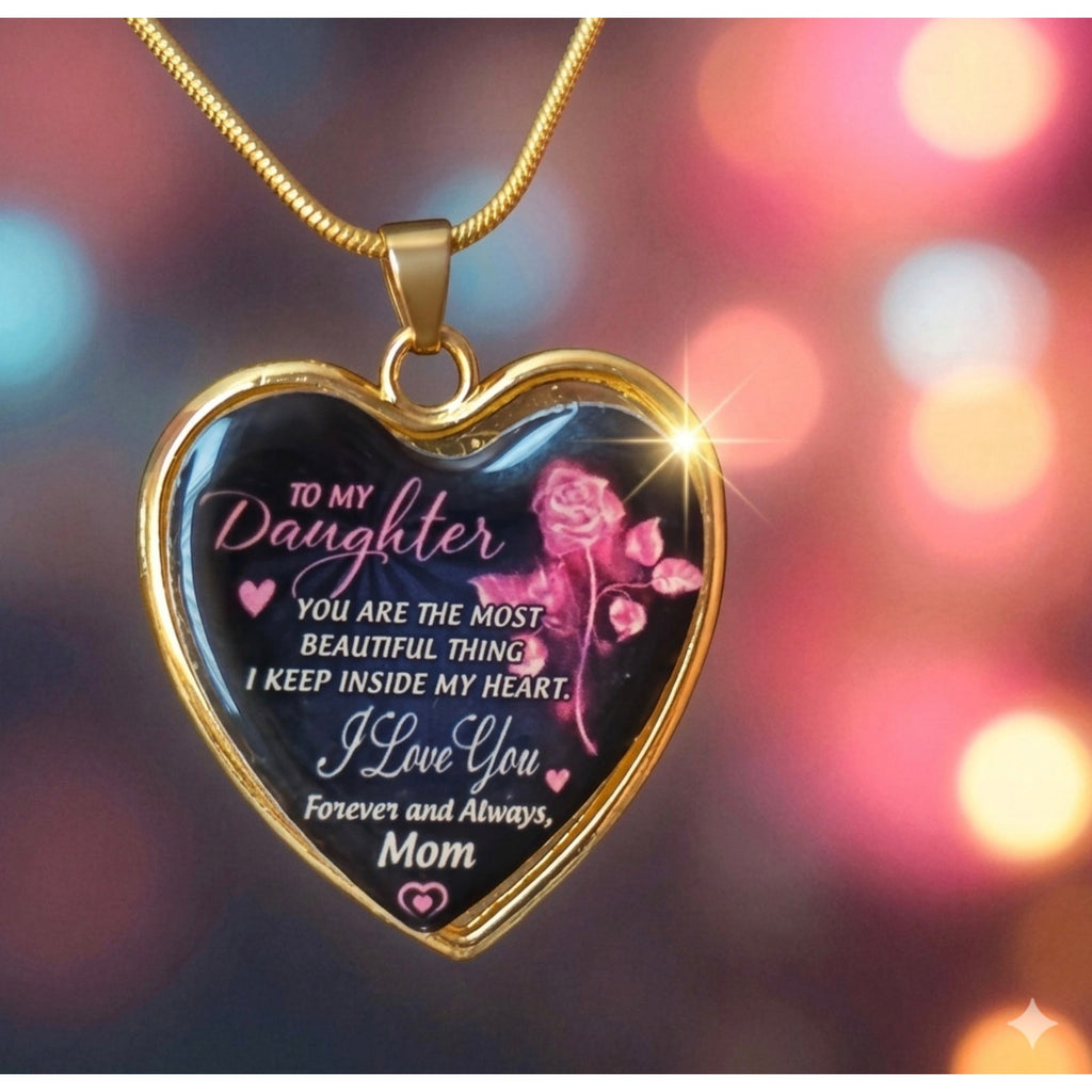 Option A: To My Daughter "Forever and Always" Heart Pendant Necklace