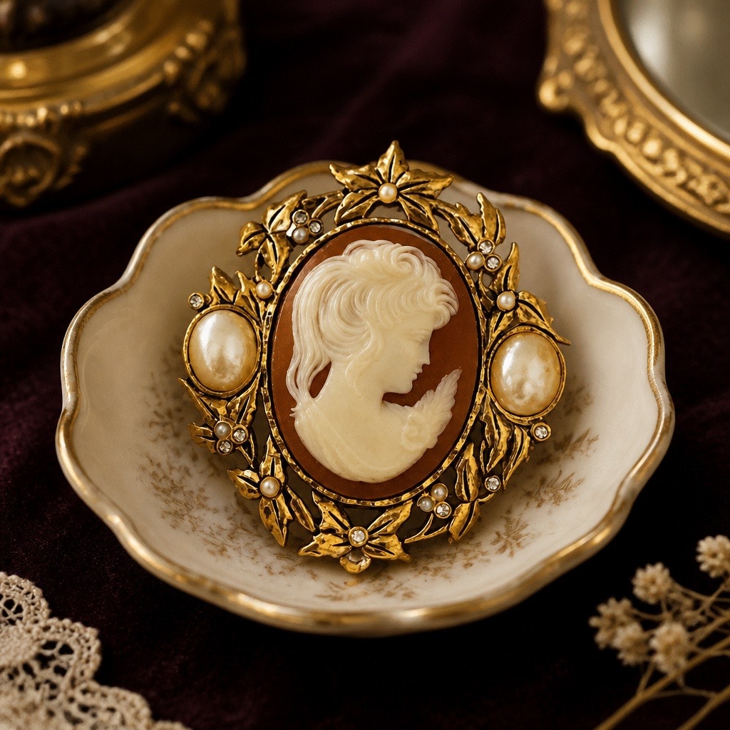 👑 RARE FIND: Signed Kenneth Jay Lane for Avon Cameo Brooch/Pendant 👑