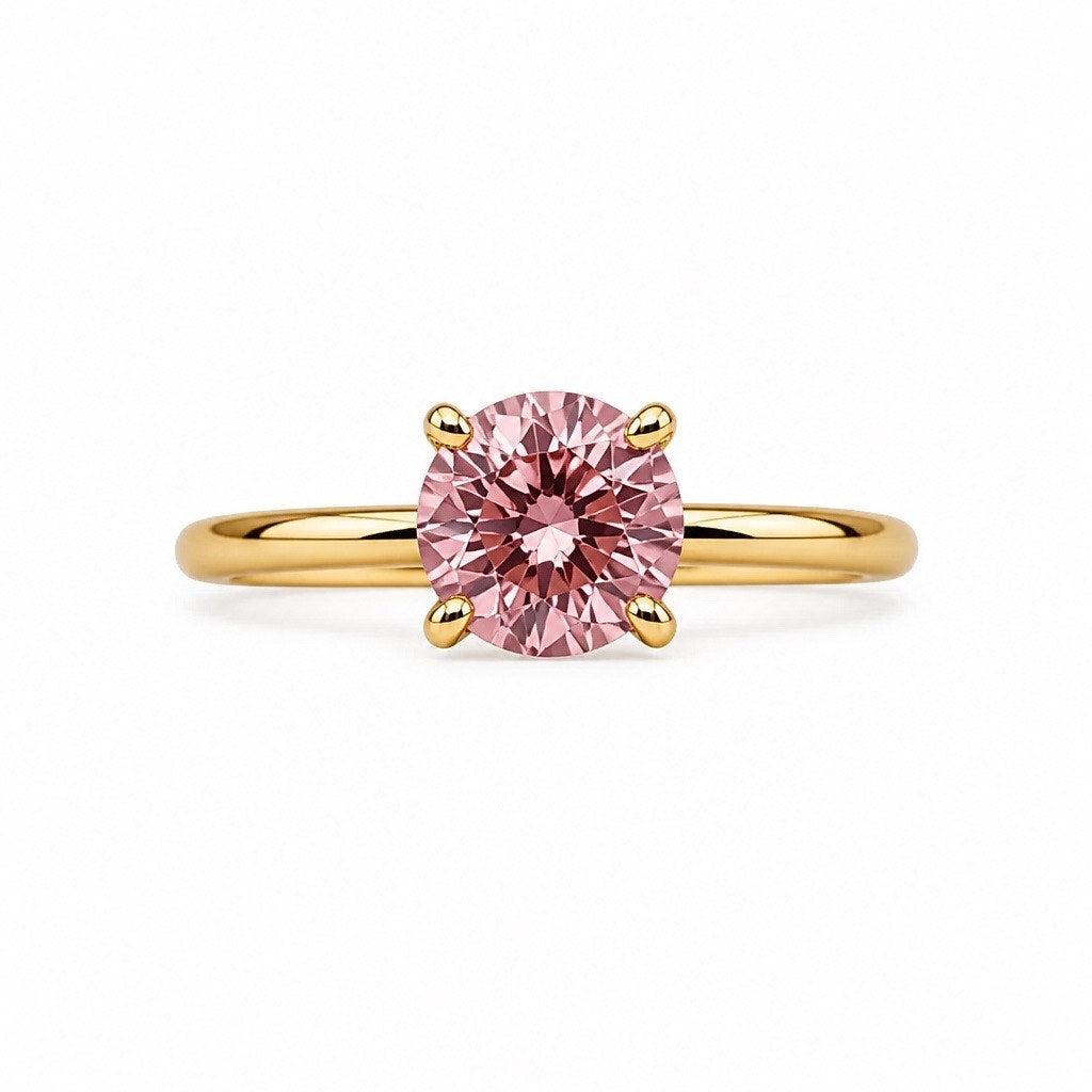 The "Blush Horizon" Round Pink Solitaire Ring - Sz 8✨