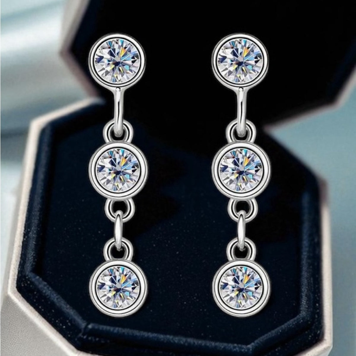 925  Silver Moissanite Mini Drop Earrings