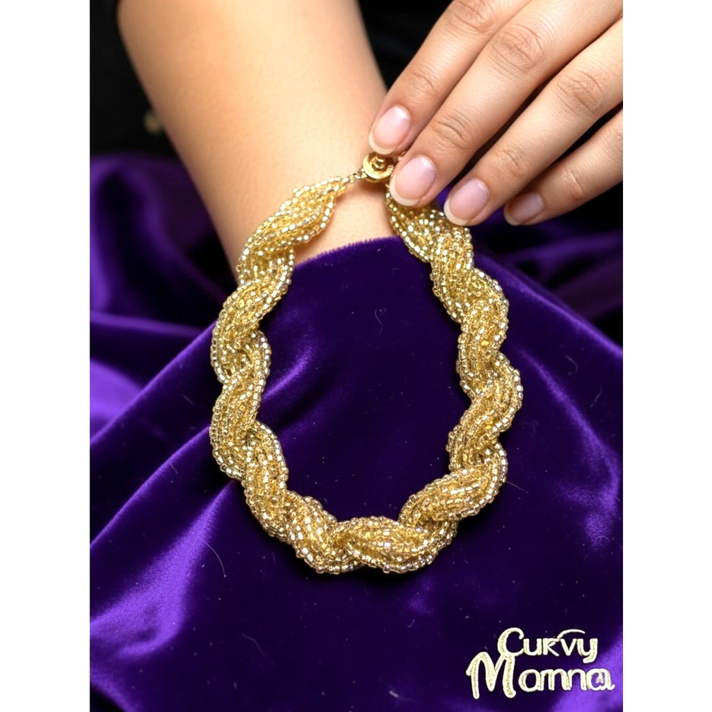 Vintage Gold Braided Crystal like Bracelet