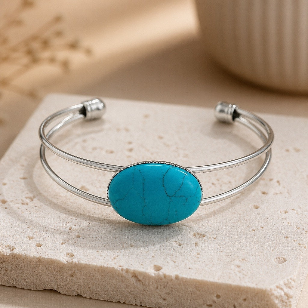 The Dakota Turquoise Cuff – Western Split-Shank Silver Statement Bracelet