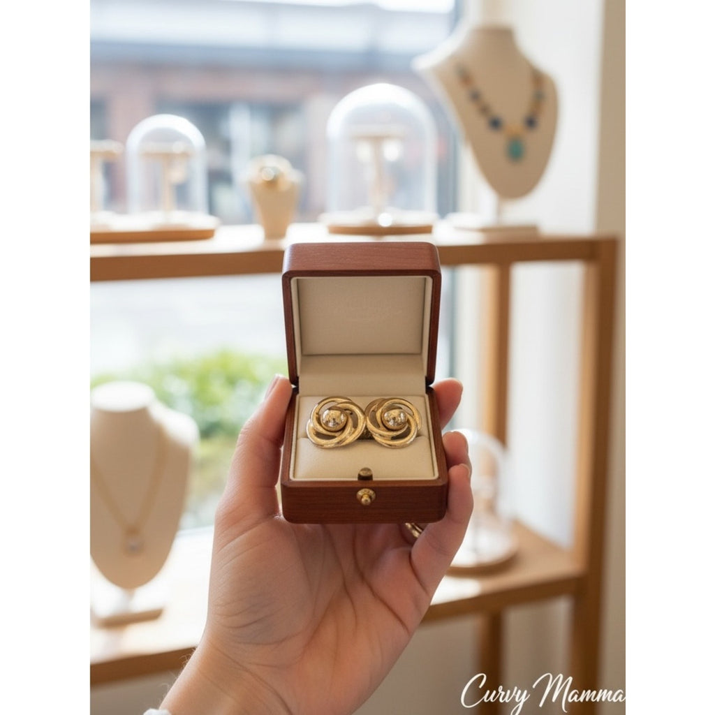 Vintage Artisanal Kintsugi Wave Marbled Disk Earrings