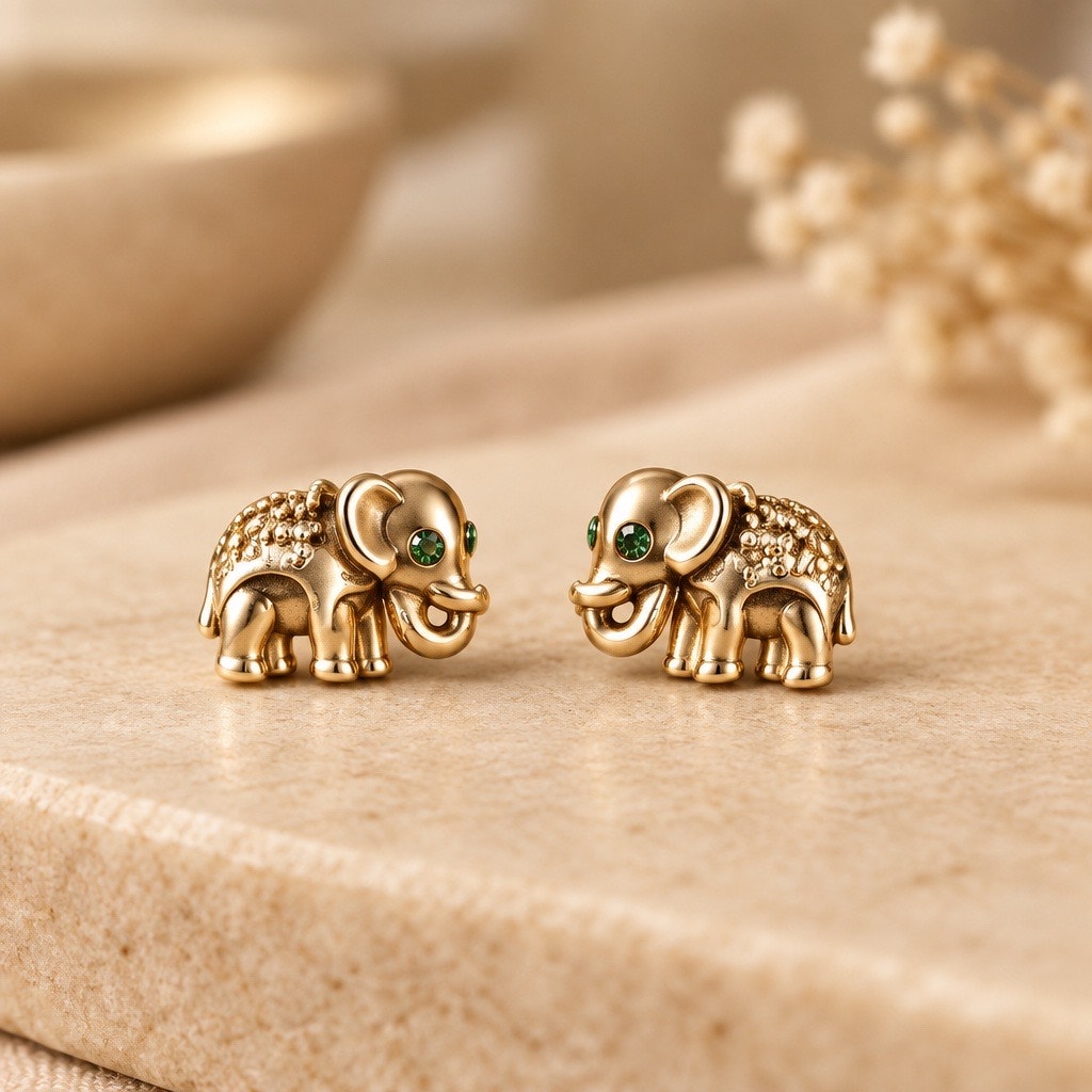 Charming Mini  Elephant Earrings • Detailed Boho Studs