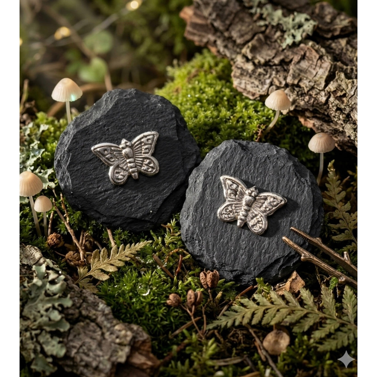 Gothic Silver Butterfly Statement Earrings
