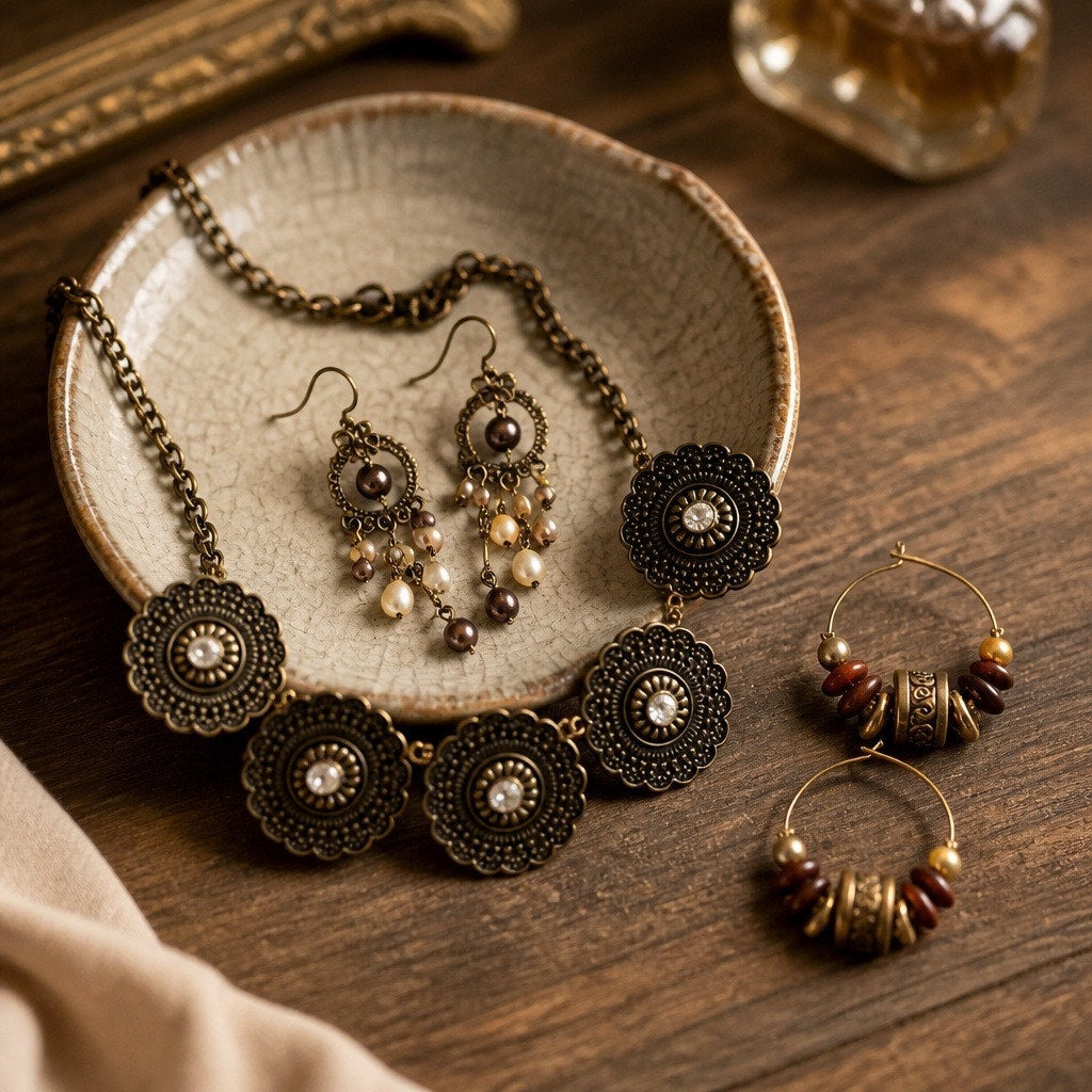 Captivating Vintage Boho Medallion Necklace Curated LOT (3-Piece Collection)