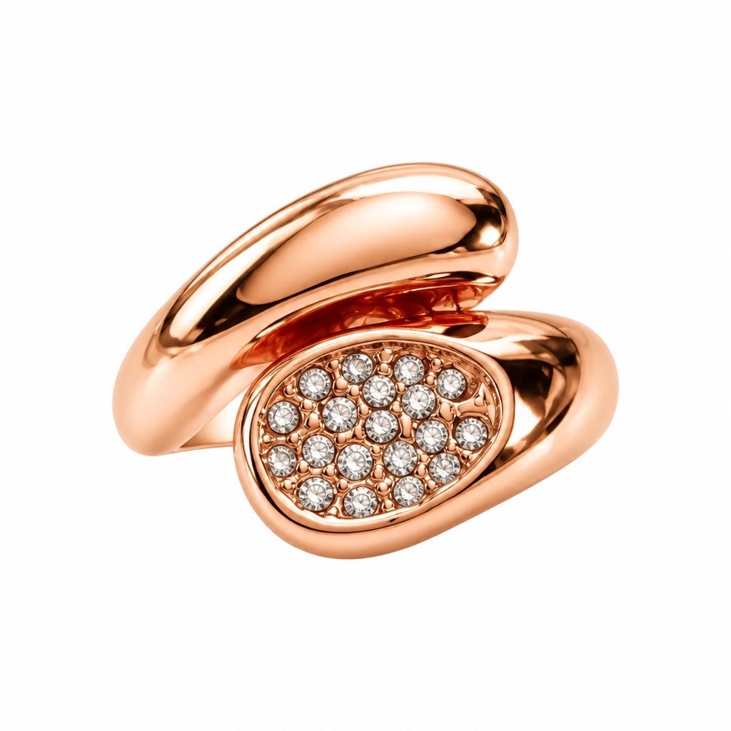 Authentic Swarovski Rose Gold Bypass Pavé Ring - Sz 8