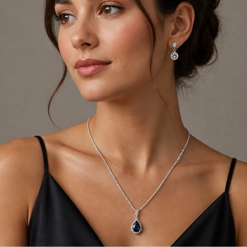 The Aegean Sapphire Demi-Parure Curated Set Vintage Beauty -3 Piece Silver Suite