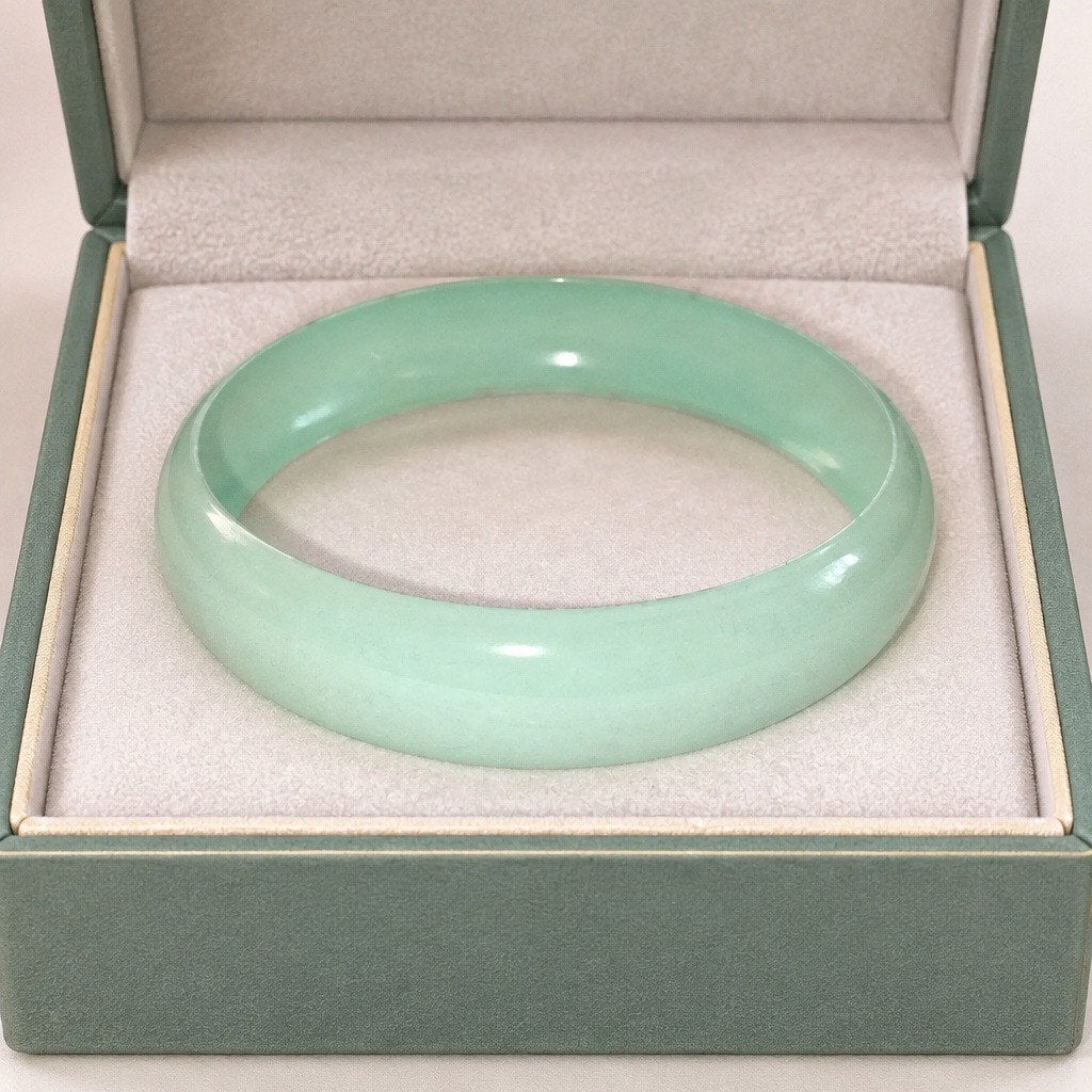 Vintage 1980 s Celadon Mint Green Jade Style Bangle Bracelet Soli