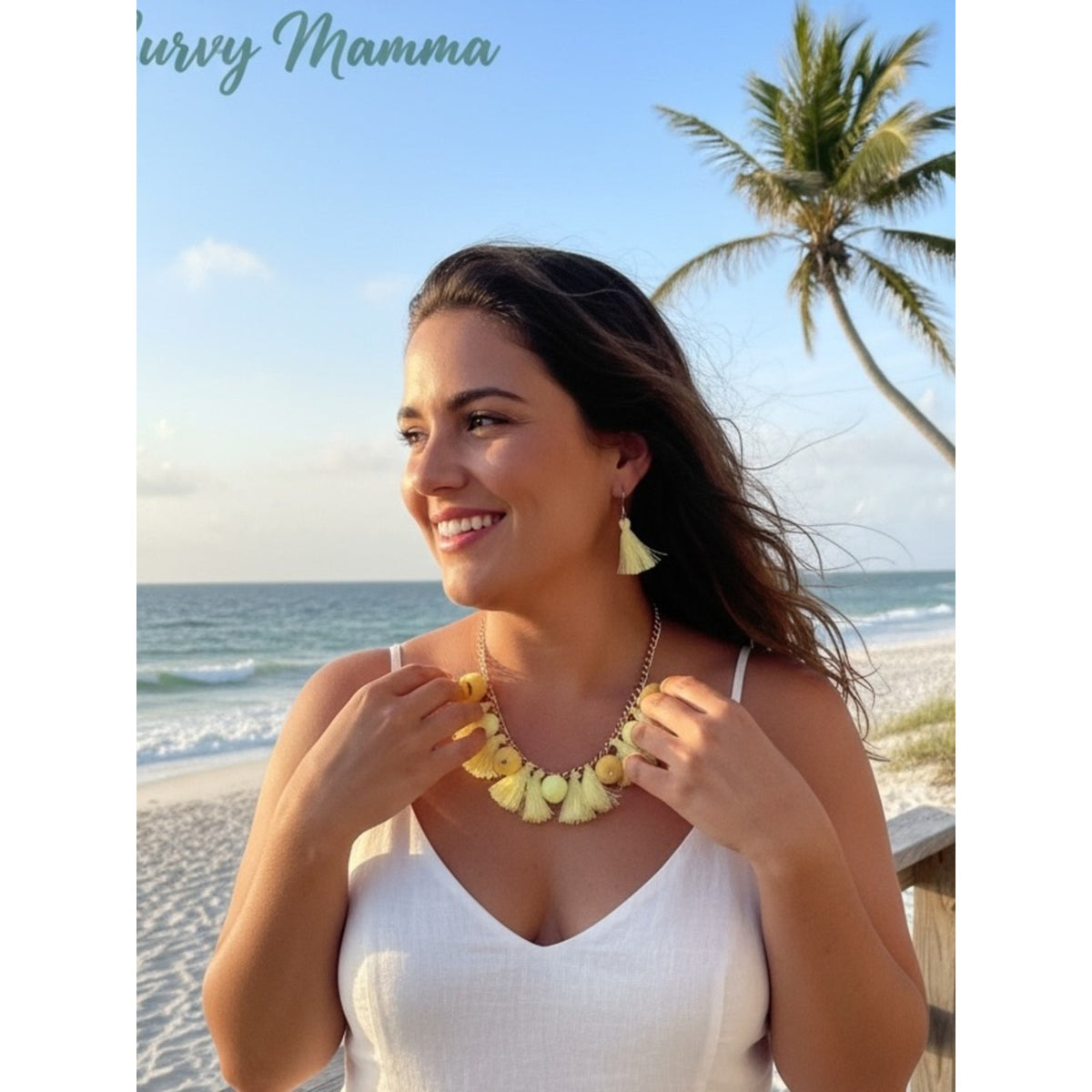 ✨ Vivid Yellow Boho Fringe Tassel Statement Jewelry Set Matching Earring
