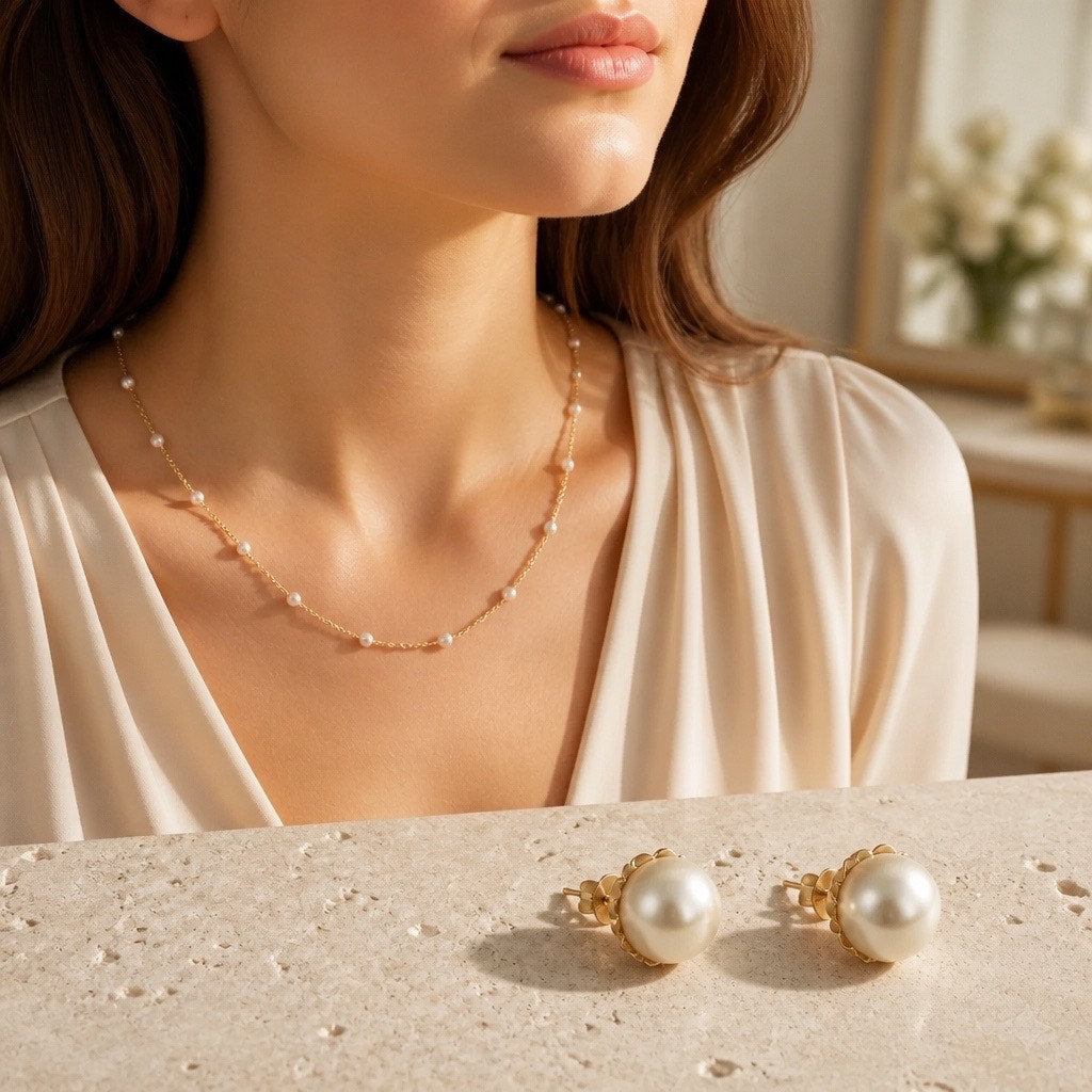 The Aurelia Pearl Demi-Parure Curated Set —Vintage Beauty (3-Piece Gold Suite)