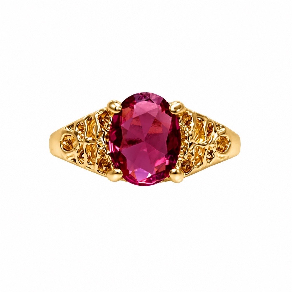 The "Crimson Tiara" Oval Pink Ruby Cocktail Ring - Sz 7✨