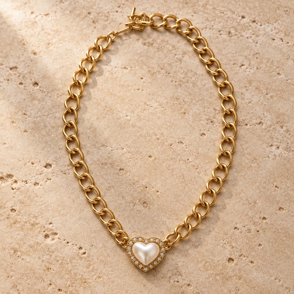 1989 Vintage Signed Avon "Heart of My Heart" Mabe Pearl Choker Necklace –