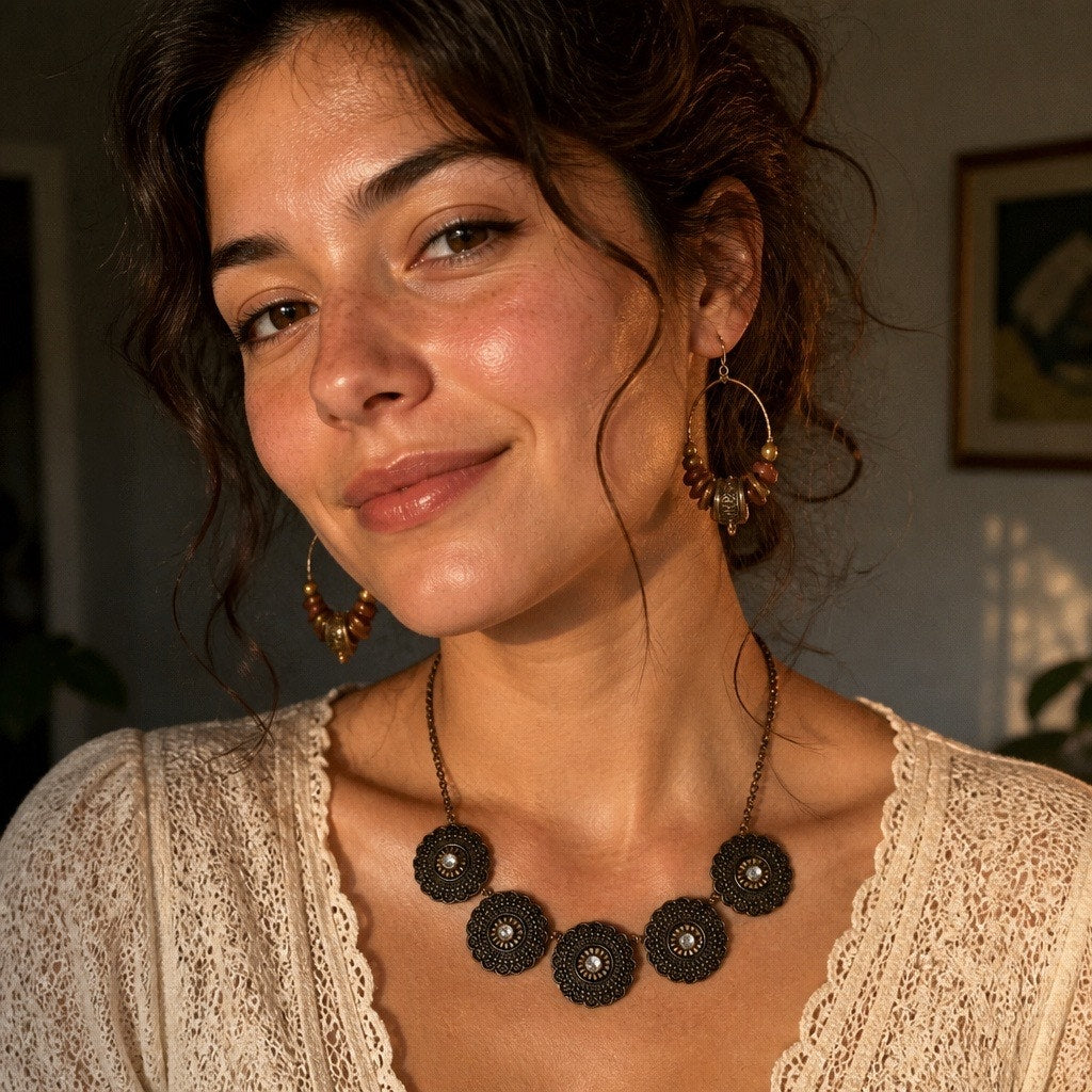 Captivating Vintage Boho Medallion Necklace Curated LOT (3-Piece Collection)