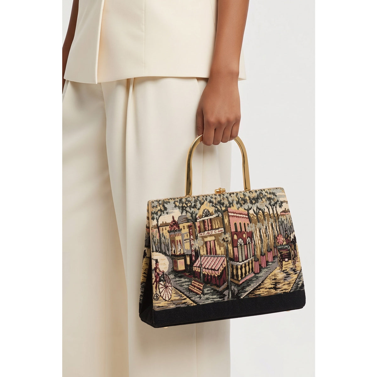 Midnight in Paris ✨ Vintage Mid Century Woven Tapestry Evening Clutch Bag