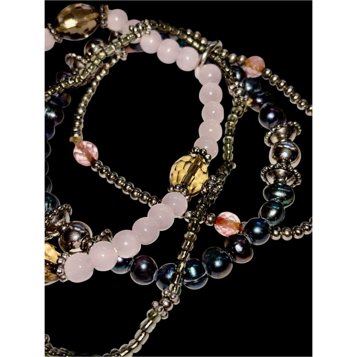 Vintage Rose Quartz Stretch Bracelet Set