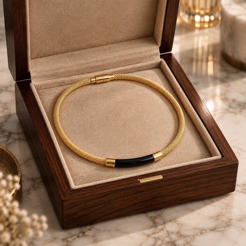 Vintage Signed Gold Curved Tube Necklace
