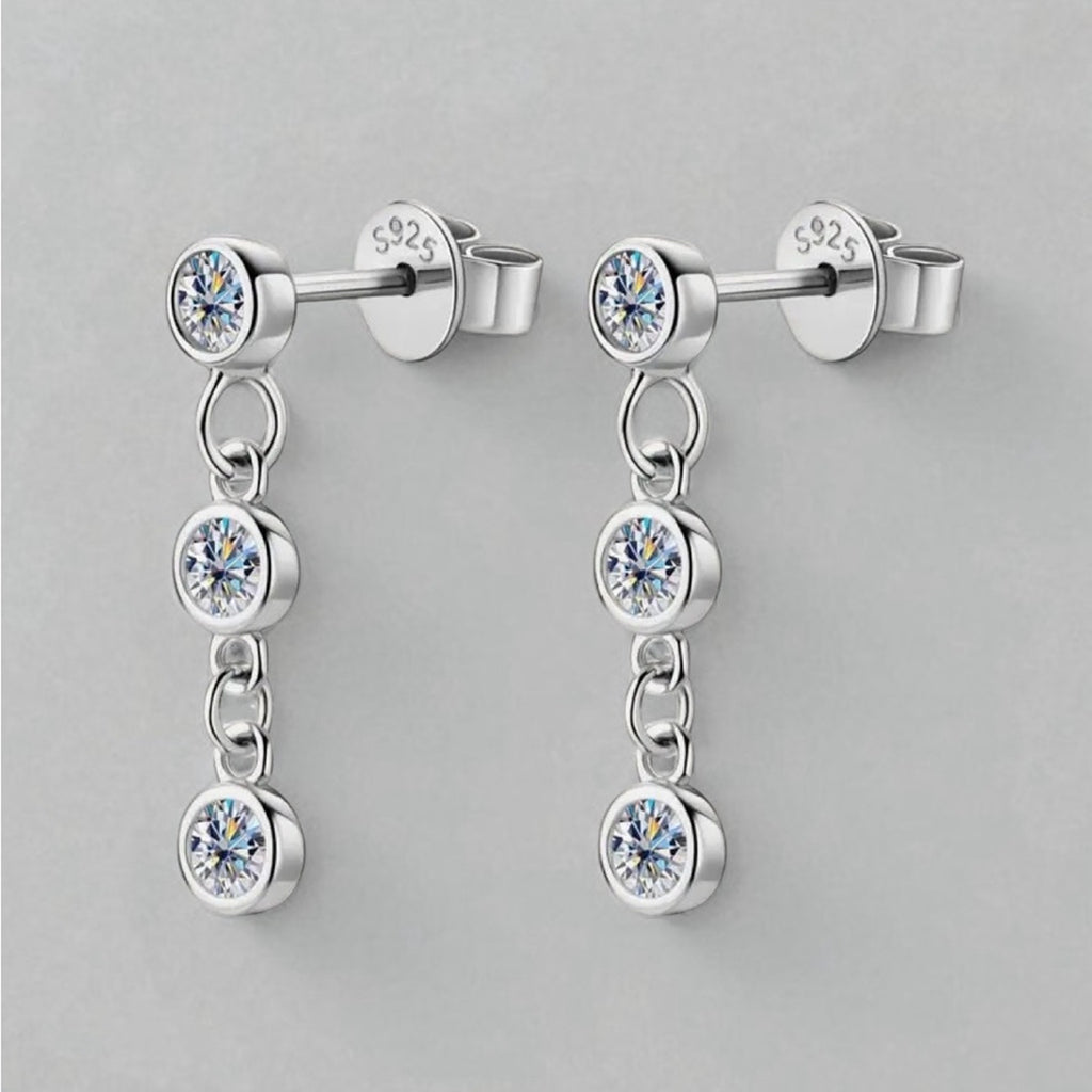 925  Silver Moissanite Mini Drop Earrings